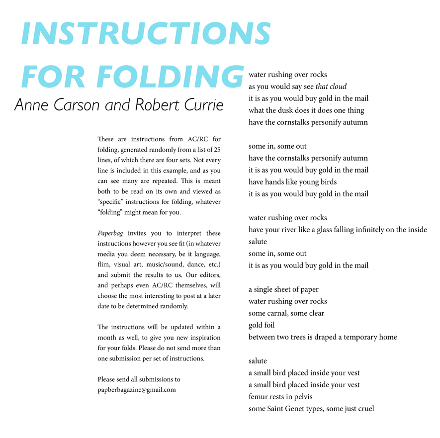 Instructions for Folding